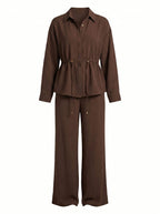 Damen-Set mit Hemd und Hose mit weitem Bein