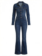 Damen Schlag-Denim Jumpsuit – Retro Statement & Moderner Urbaner Stil