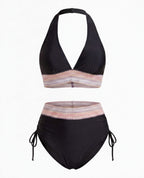 Zweiteiliges Damen-Bikini-Set mit V-Ausschnitt und High-Waist-Hose