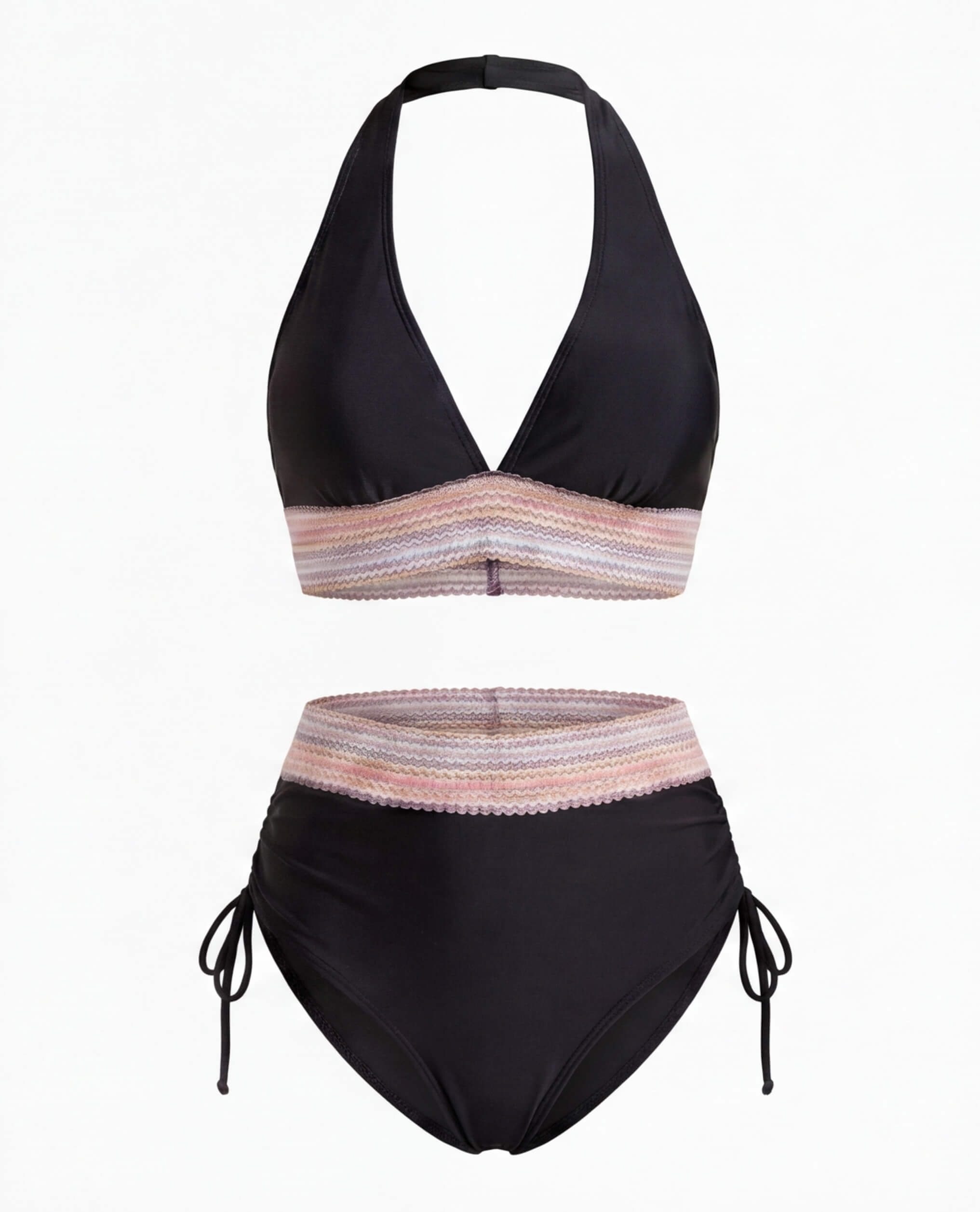 Zweiteiliges Damen-Bikini-Set mit V-Ausschnitt und High-Waist-Hose