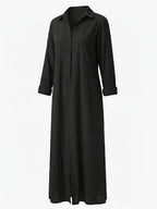 Damen-Maxi-Hemdkleid mit Kragen und Frontschlitz