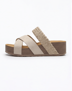 Damen Plateau Slides mit Geflochtenem Riemen