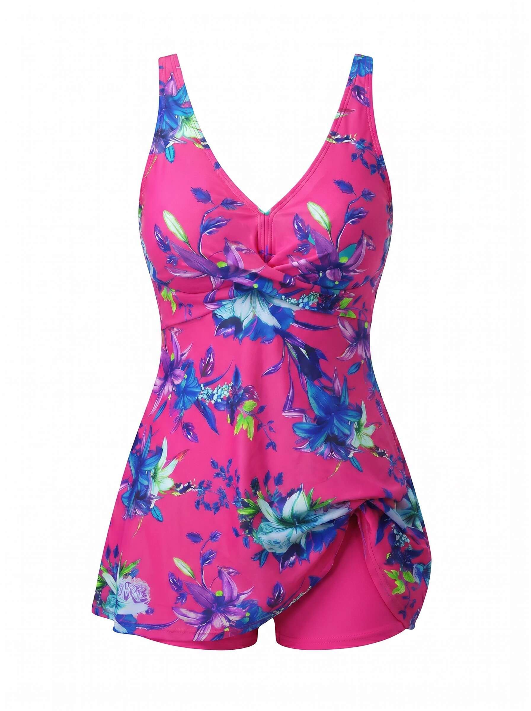 Damen-Badeanzug mit Blumenmuster und Volantdetail