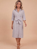 Gestreiftes Damen-Hemdblusenkleid – Leicht & Mühelos Elegant