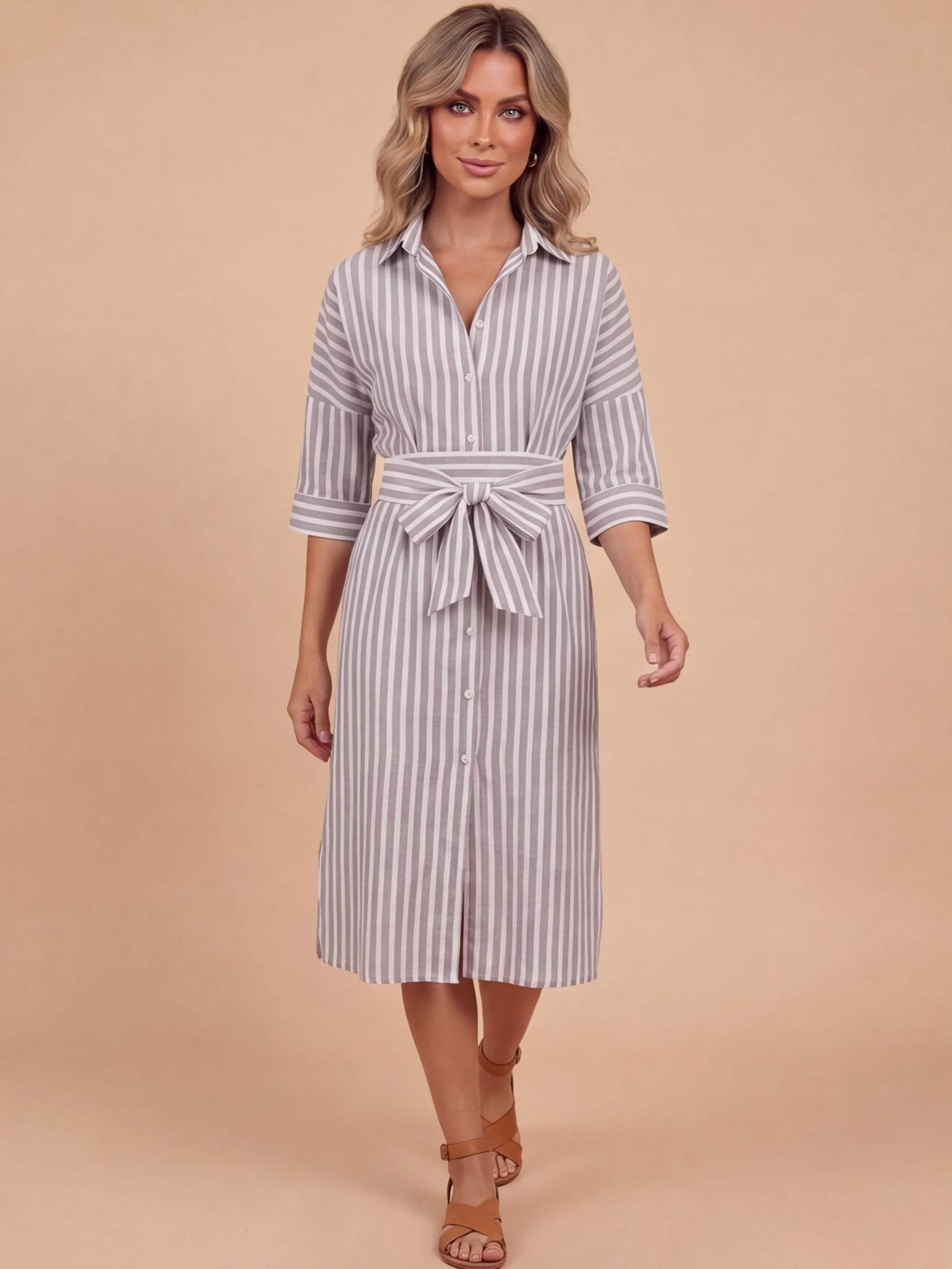 Vestido camisa a rayas para mujer – Ligero y elegantemente sencillo