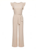 Damen Jumpsuit mit Weitem Bein und Schleifen-Taille