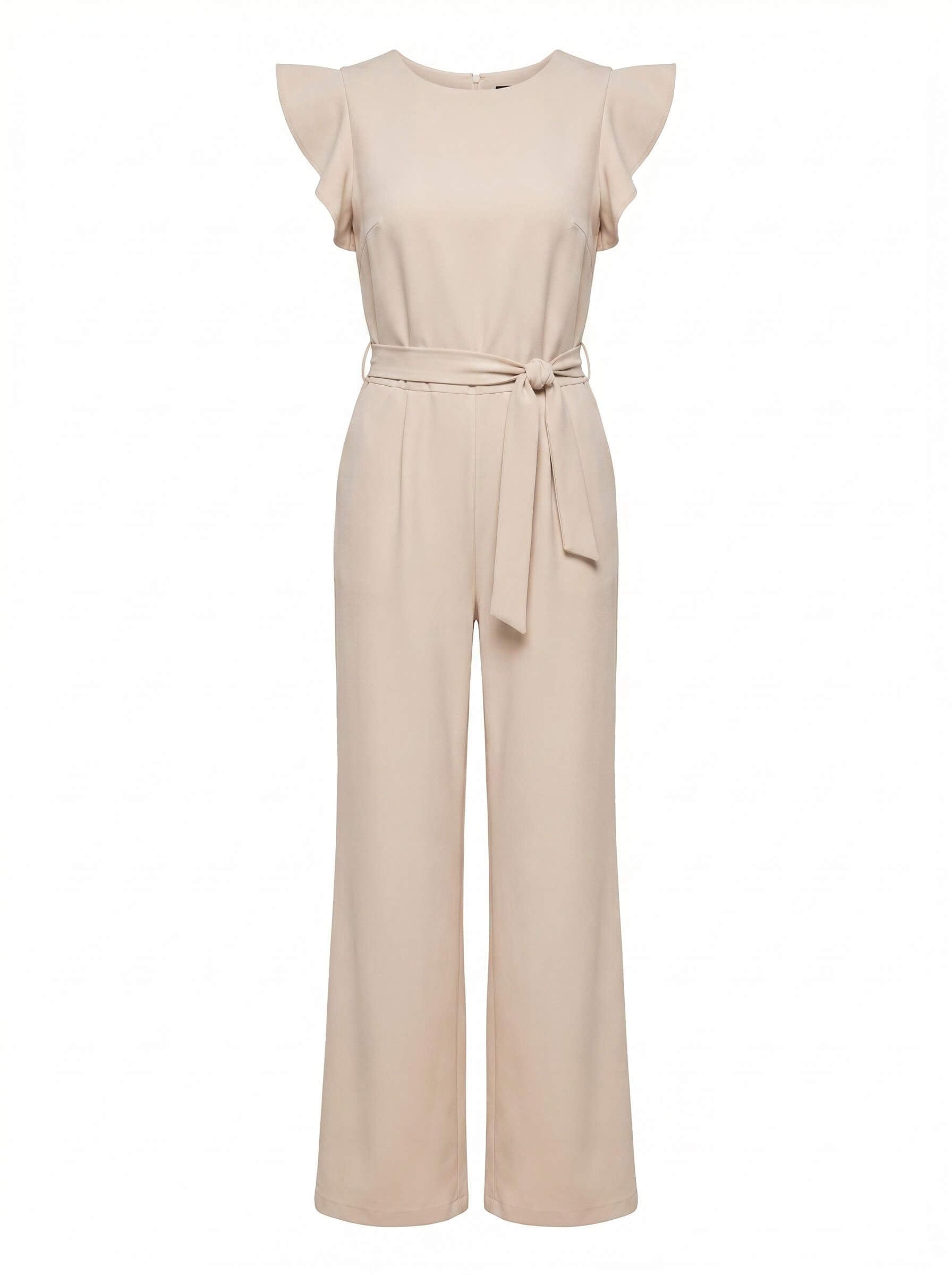 Damen Jumpsuit mit Weitem Bein und Schleifen-Taille