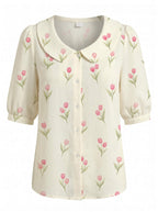 Damenbluse mit Blumenmuster und Bubikragen