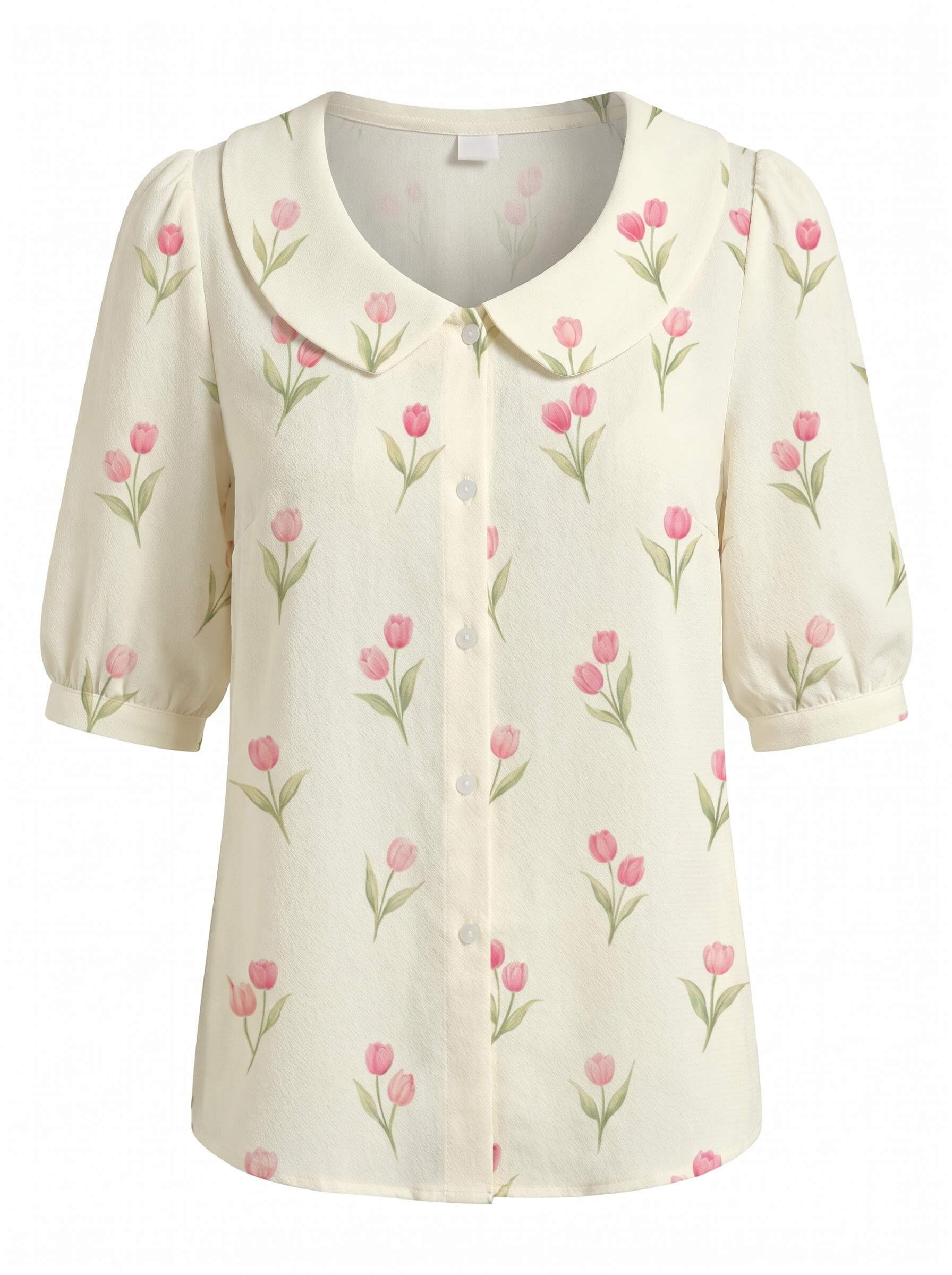 Damenbluse mit Blumenmuster und Bubikragen