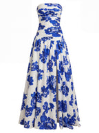 Abito Maxy Floreale Senza Spalline da Donna – Eleganza in Movimento