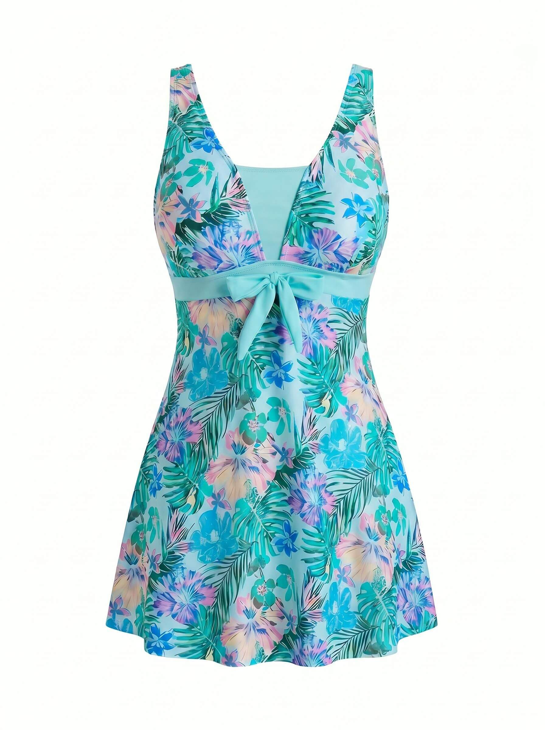 Damen-Badeanzug mit tropischem Blumenmuster und Rockteil