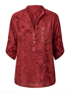 Damen Bluse mit Print und Umlegekragen