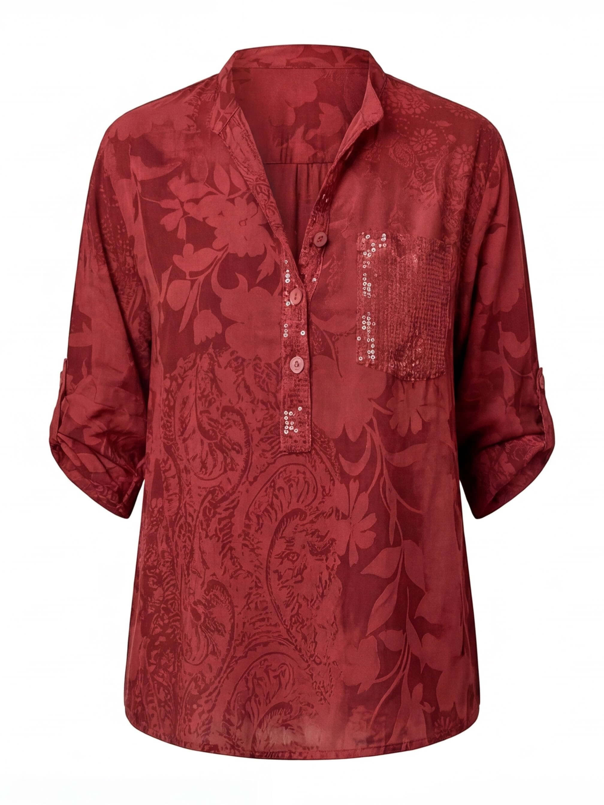 Damen Bluse mit Print und Umlegekragen