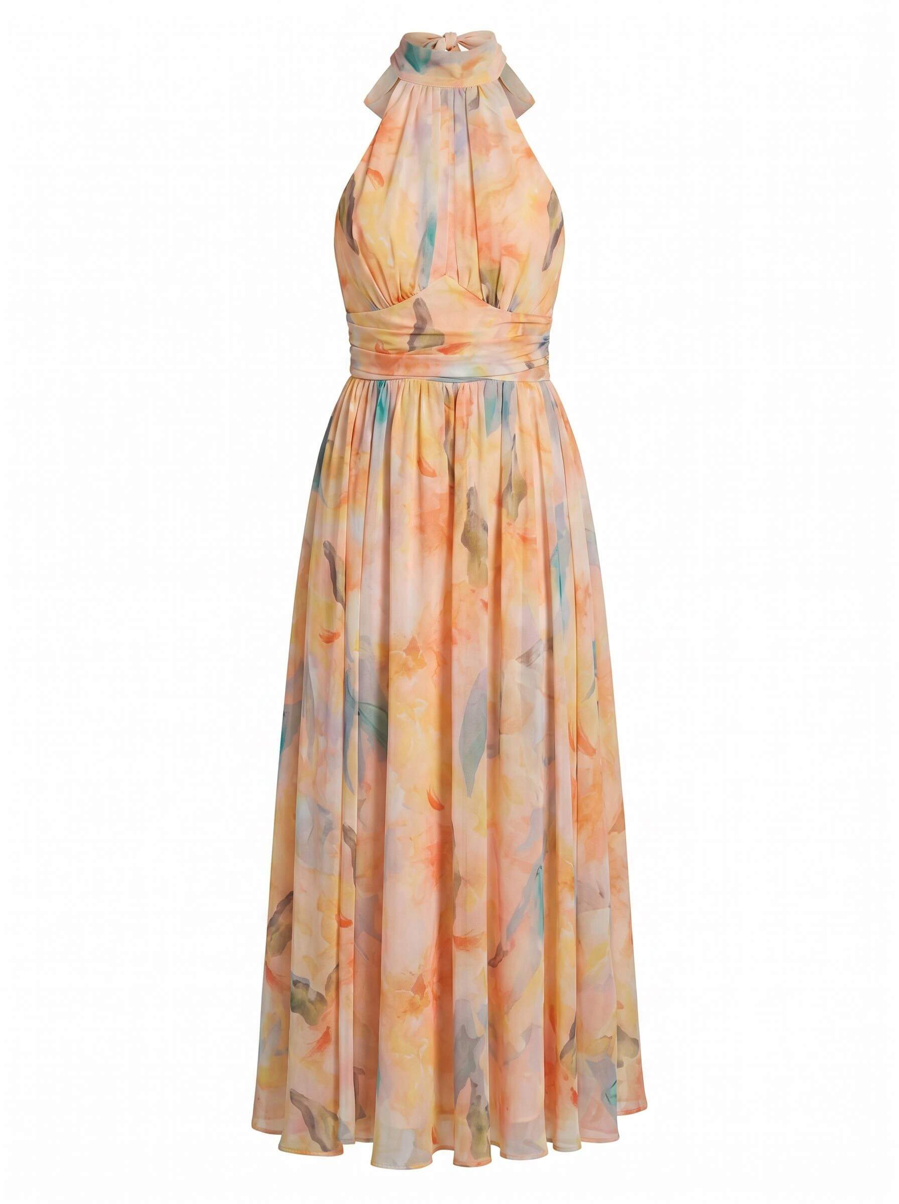 Damen-Midikleid mit Neckholder-Ausschnitt und Print