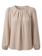 Damenbluse – Plissierte Bluse mit Puffärmeln