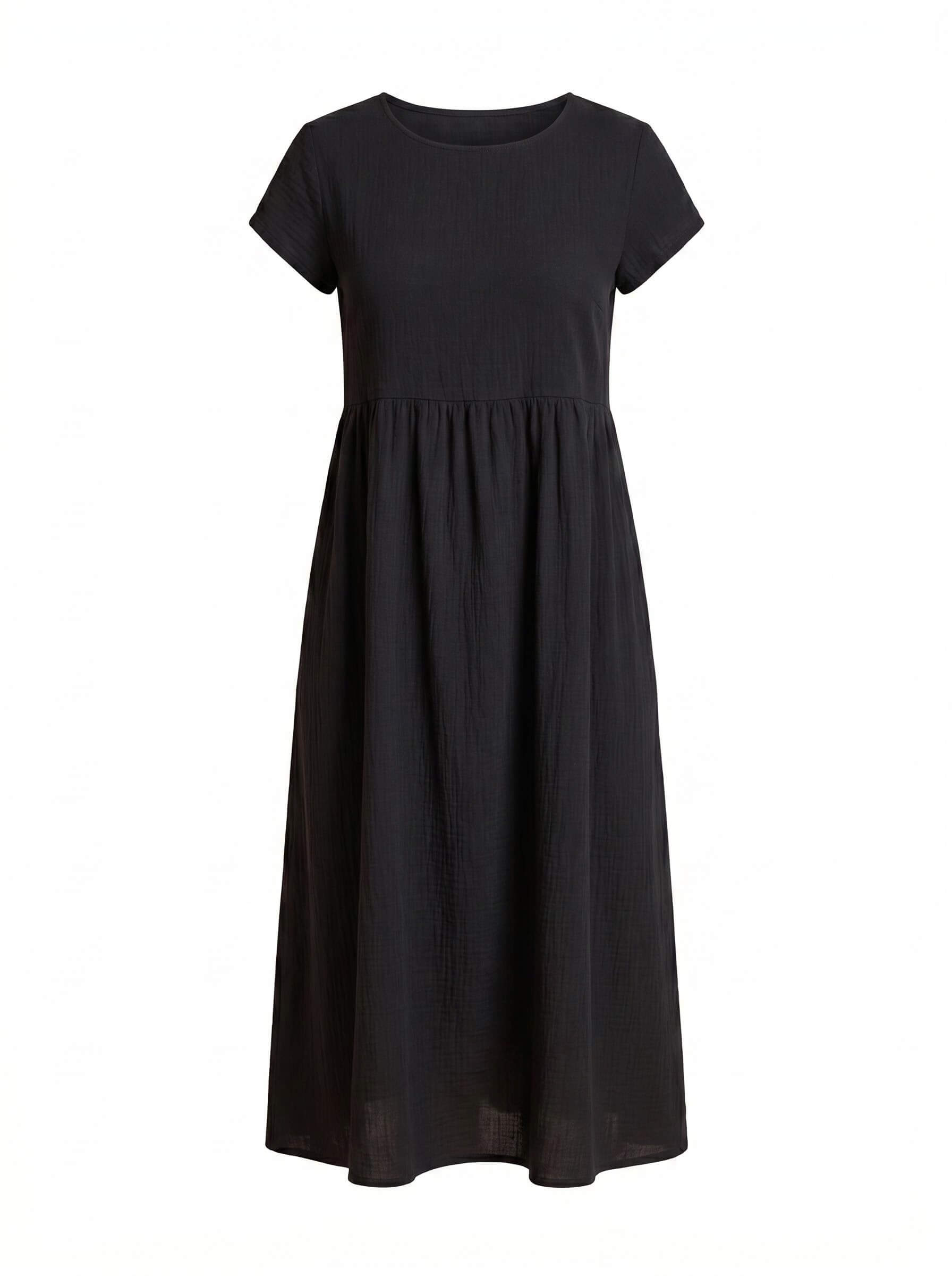 Damen Kleid – Midi Kleid mit Rundhalsausschnitt und Lockerer Passform