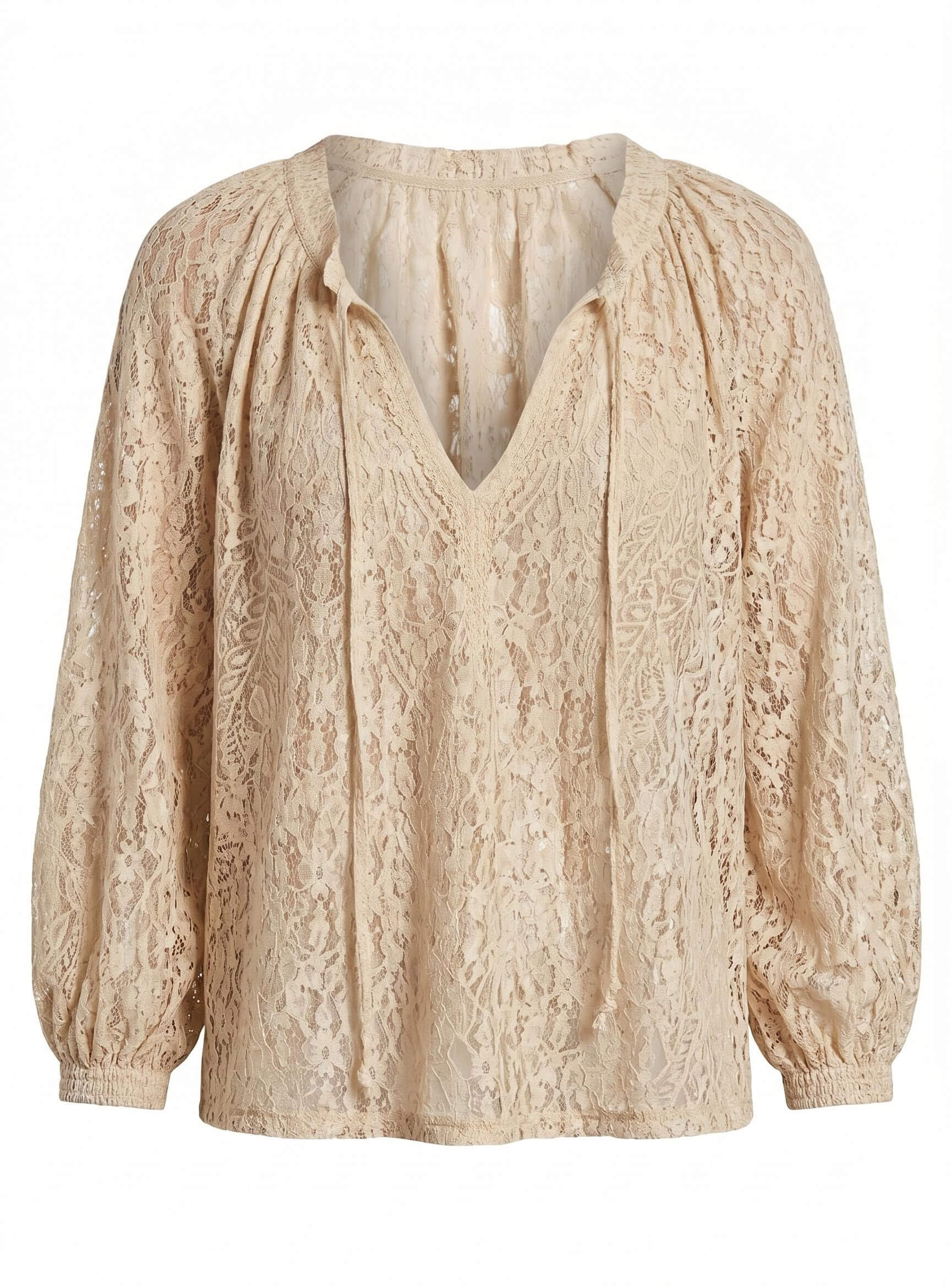 Boho Spitzenbluse für Damen mit offenem Ausschnitt