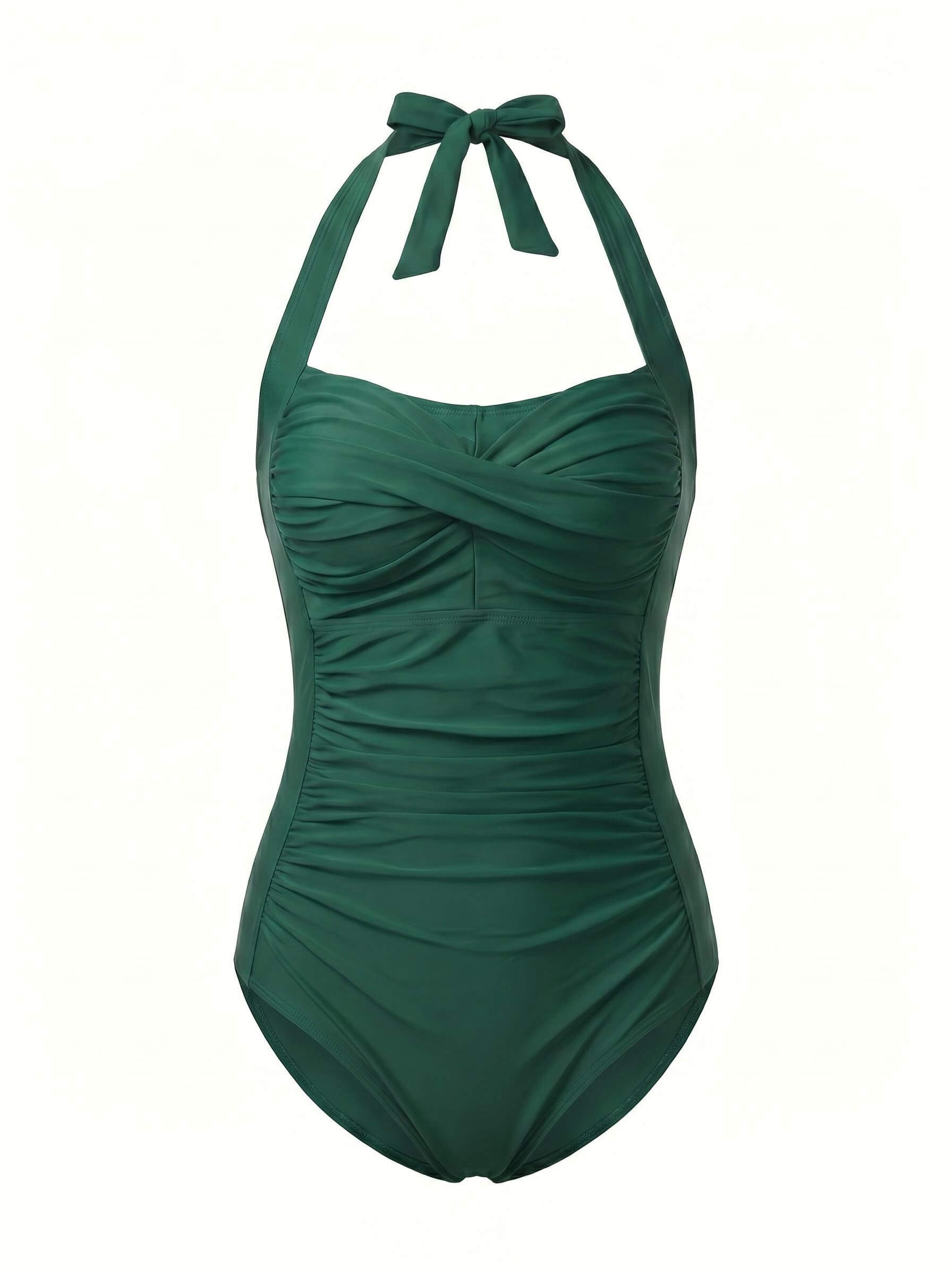 Damen-Badeanzug mit Neckholder-Ausschnitt und Raffung