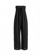 Damen-Jumpsuit mit trägerlosem Smokoberteil und weitem Bein