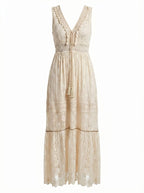 Damen Sommer Maxikleid – Boho Spitze Eleganz