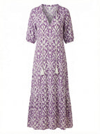 Damen Boho Maxikleid – Mit Quasten-Detail & Fließender Silhouette