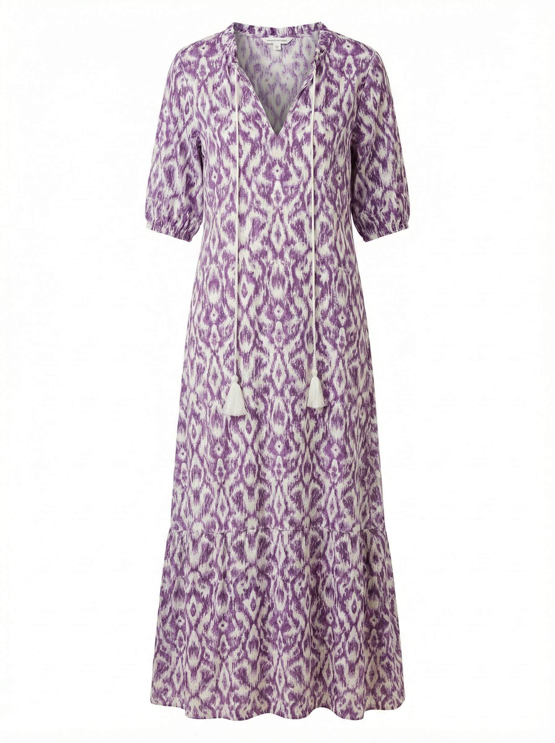 Damen Boho Maxikleid – Mit Quasten-Detail & Fließender Silhouette