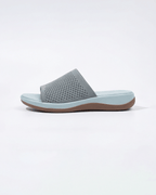 Damen Slide-Sandalen mit gepolsterter Sohle – Strickoptik