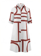 Robe-chemise pour femme – imprimé géométrique et style moderne