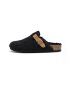 Damen Clogs in Teddy-Optik – mit Schnallenriemen