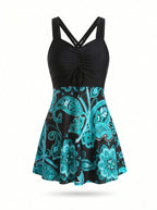Damen-Badeanzug mit Paisley-Muster und Rockteil
