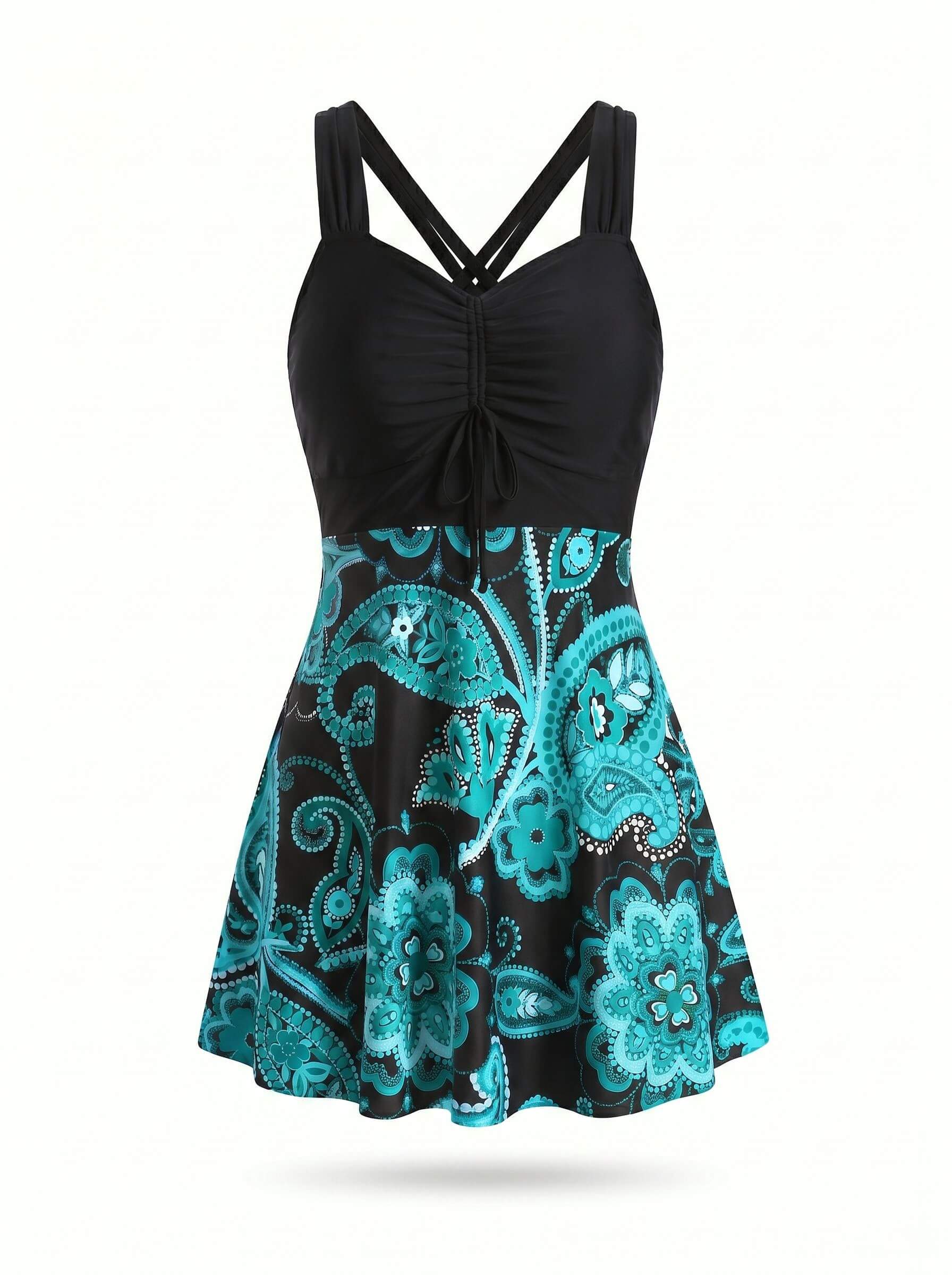 Damen-Badeanzug mit Paisley-Muster und Rockteil