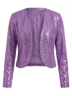 Damen Glitzer Pailletten Cardigan Jacke – Cropped Fit & Eleganter Abend-Glanz