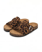 Dameslides med spænde – leopardmønster