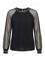 Elegantes Damen Top mit Mesh-Ärmeln und Pailletten