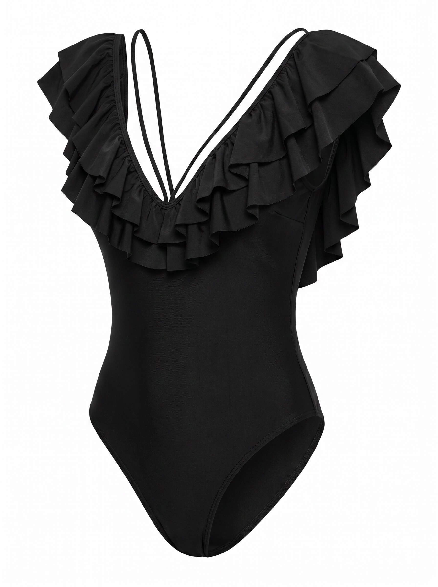 Damen-Badeanzug mit Off-Shoulder-Ausschnitt und Rüschen