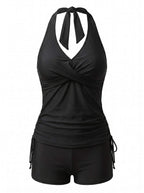 Damen-Tankini-Set mit Neckholder-Wickeloberteil und Boyshort