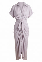 Damen Midi Sommerkleid mit Raffung