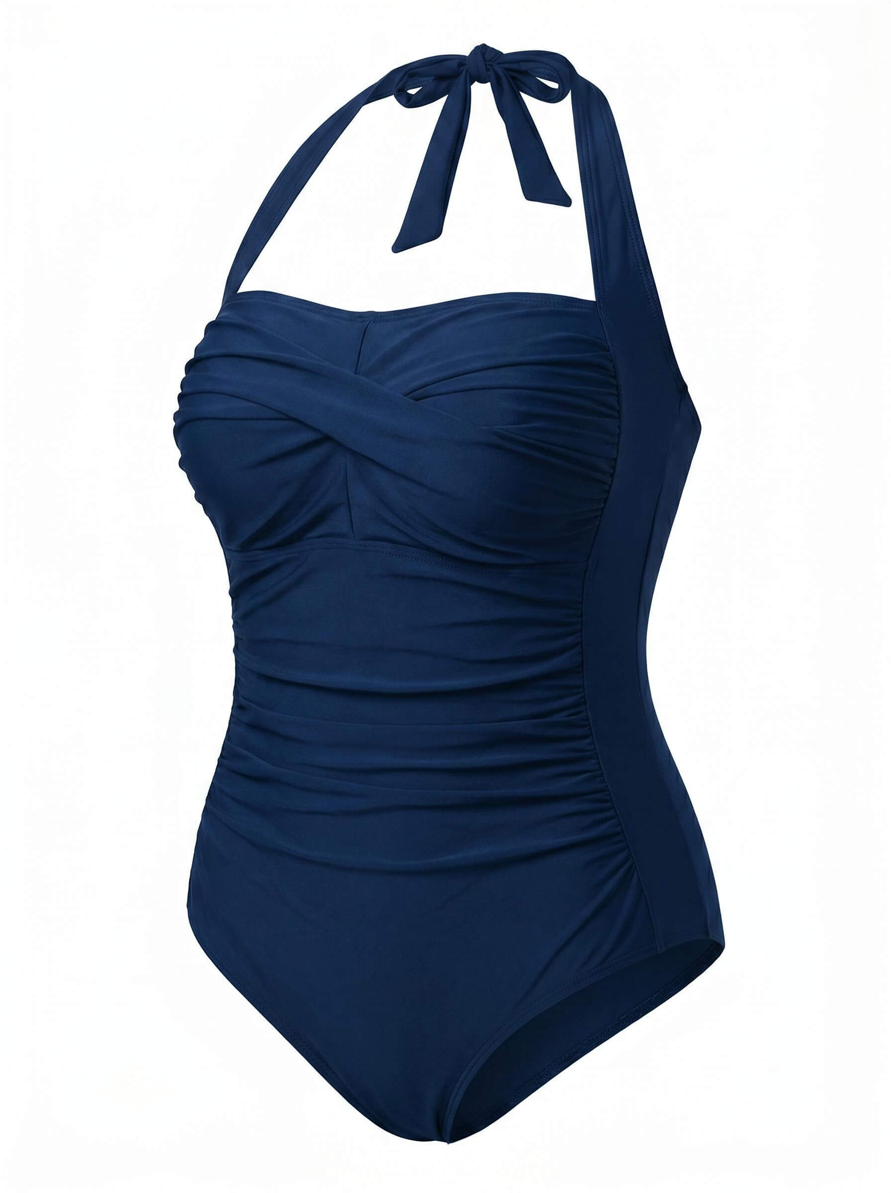 Damen-Badeanzug mit Neckholder-Ausschnitt und Raffung (Plus-Size)
