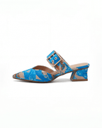 Salones slingback para mujer con tacón ancho: con correa y hebilla
