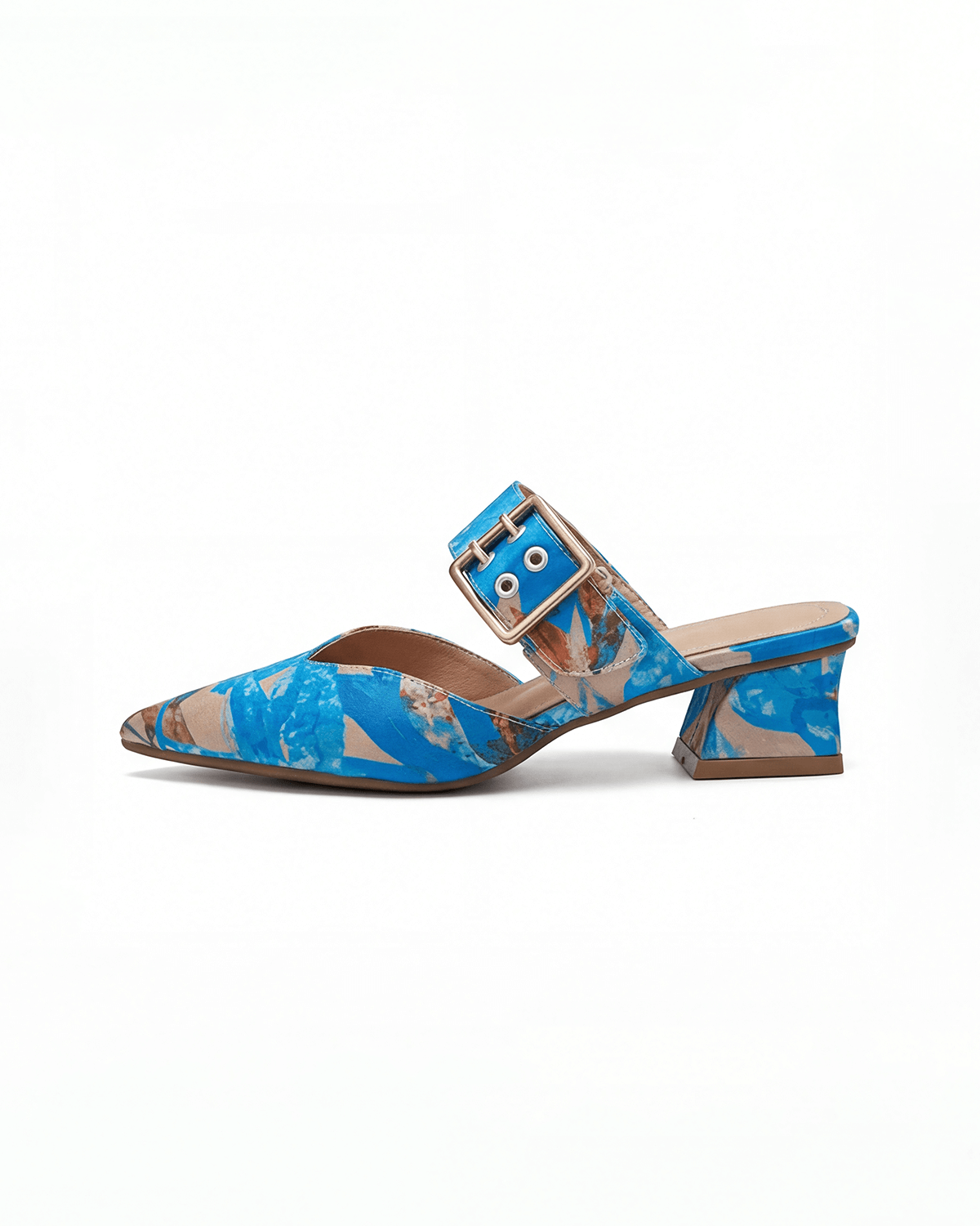 Salones slingback para mujer con tacón ancho: con correa y hebilla