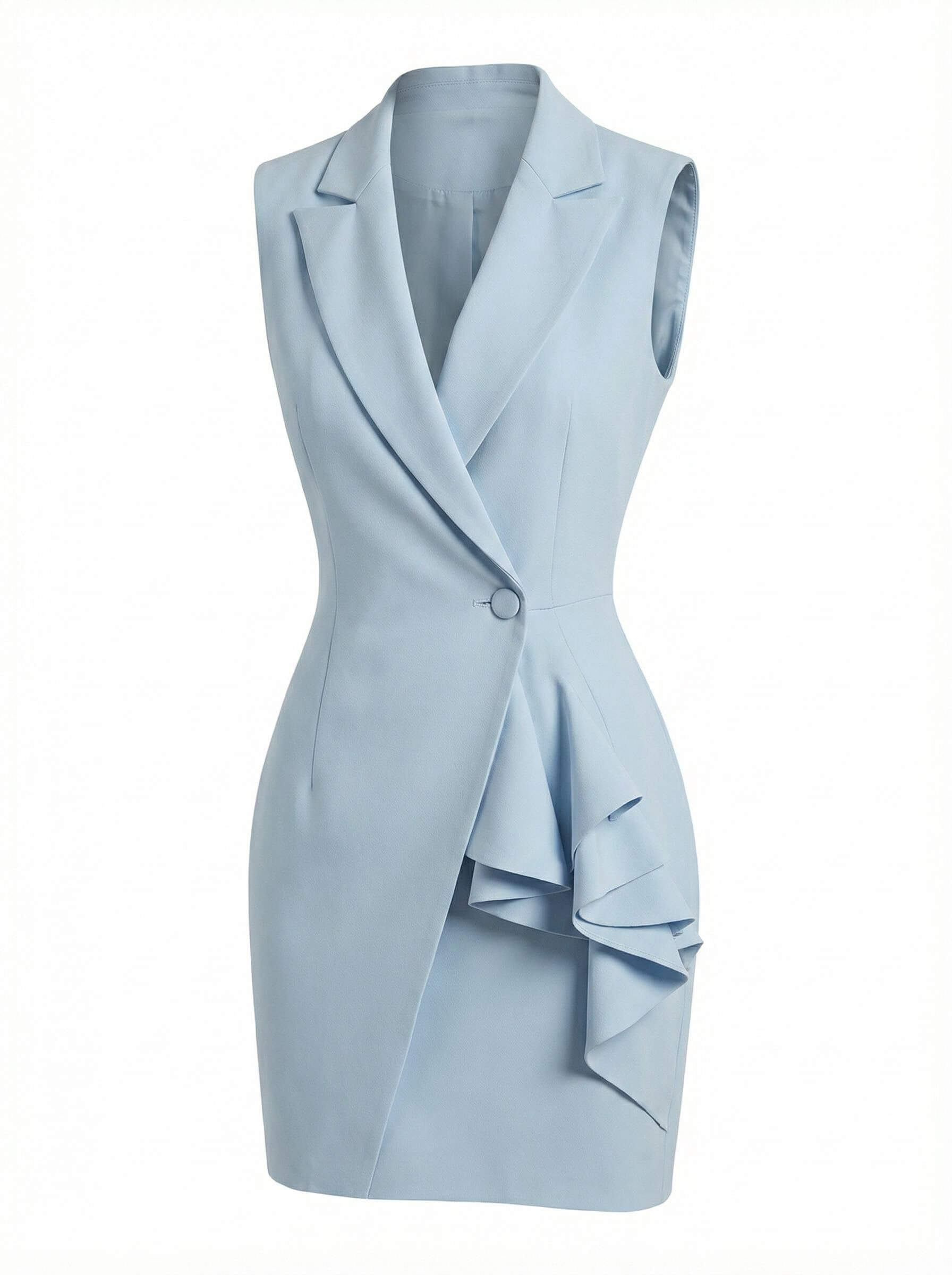 Damen Blazerkleid ohne Ärmel – Taillierte Eleganz mit Volantdetail