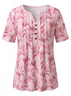 Damenbluse mit Blumenmuster und Knopfdetails