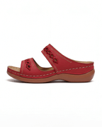 Damen Mule-Sandalen flach mit Cutout-Doppelriemen