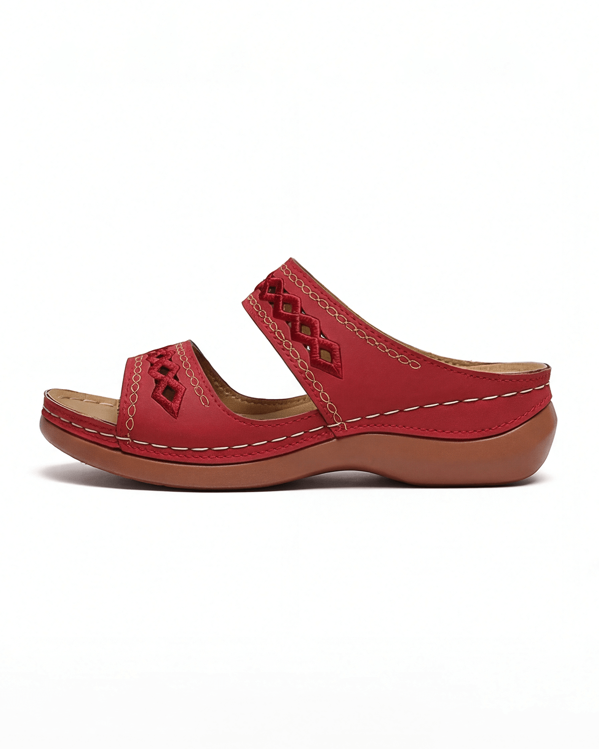 Damen Mule-Sandalen flach mit Cutout-Doppelriemen