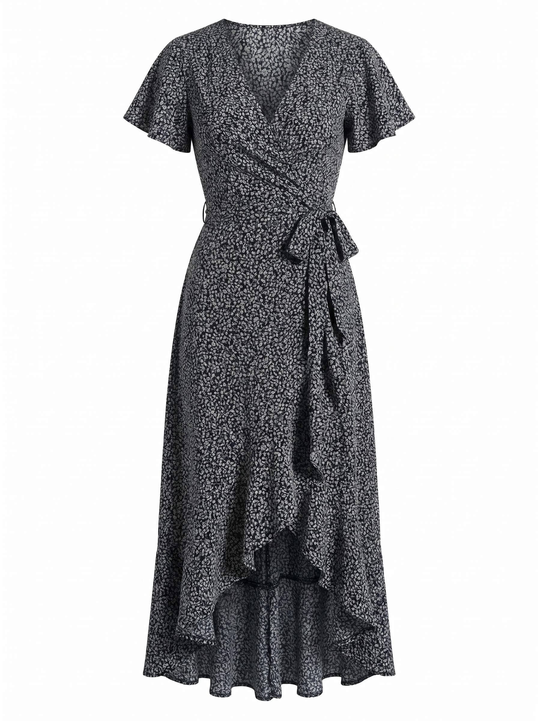 Damenkleid – Wickelkleid mit V-Ausschnitt und Asymmetrischem Sommerdesign