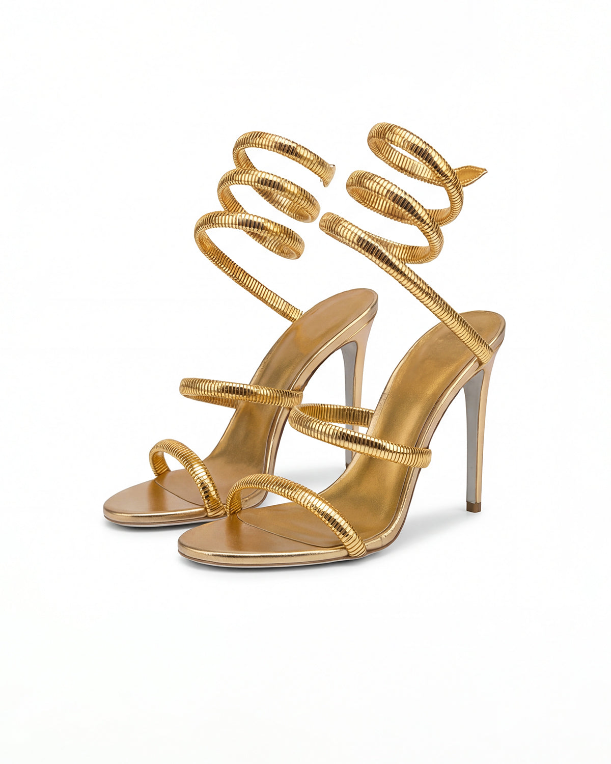 Sandalias de tacón stiletto para mujer – envoltura en espiral en el tobillo