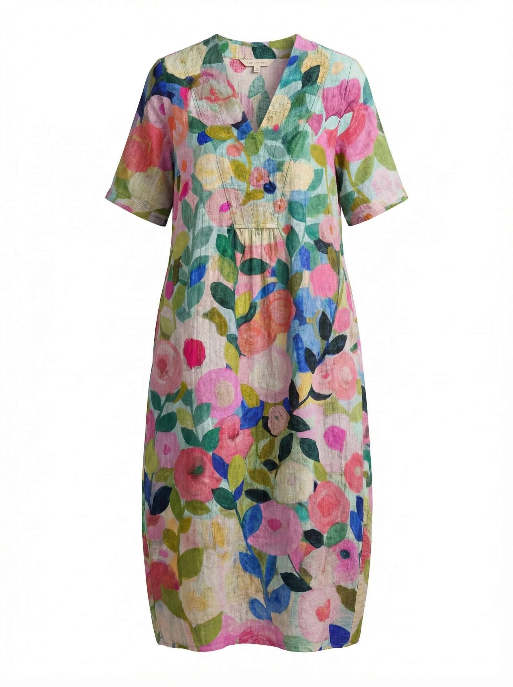 Vestido floral de verano para mujer – Vestido midi ligero con corte holgado
