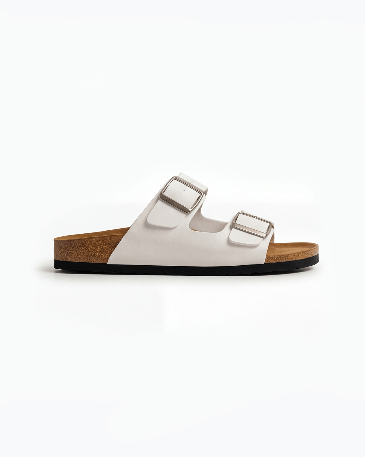 Damen Slide-Sandalen – Doppel-Schnallen mit Fußbett