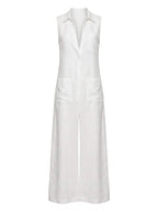 Ärmelloser Damen-Jumpsuit mit Kragen und weitem Bein