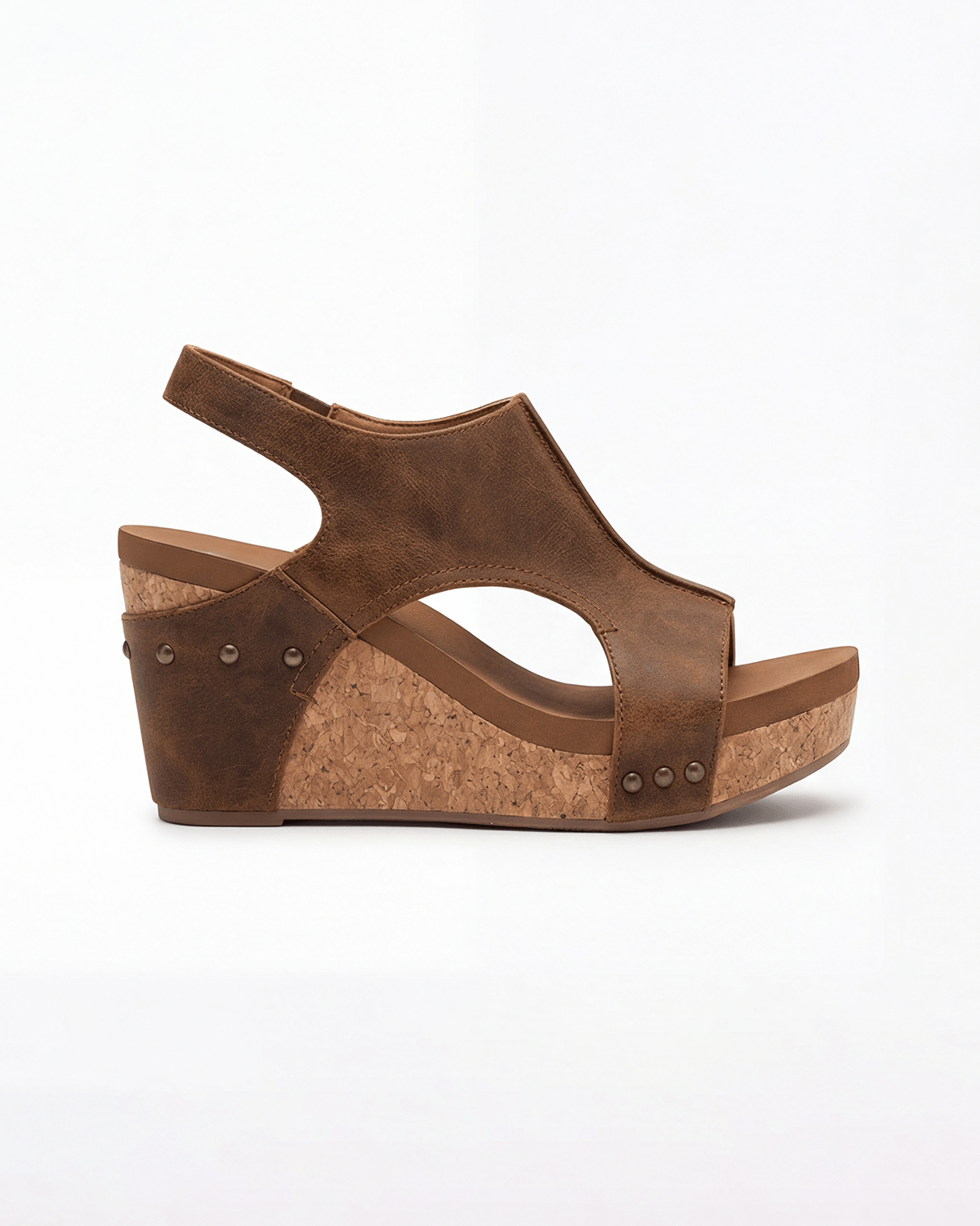 Damen Keilsandalen in Korkoptik mit Slingback-Riemen